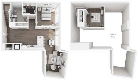 Floor plan for 1 bed, 1 bath, 1173 sqft